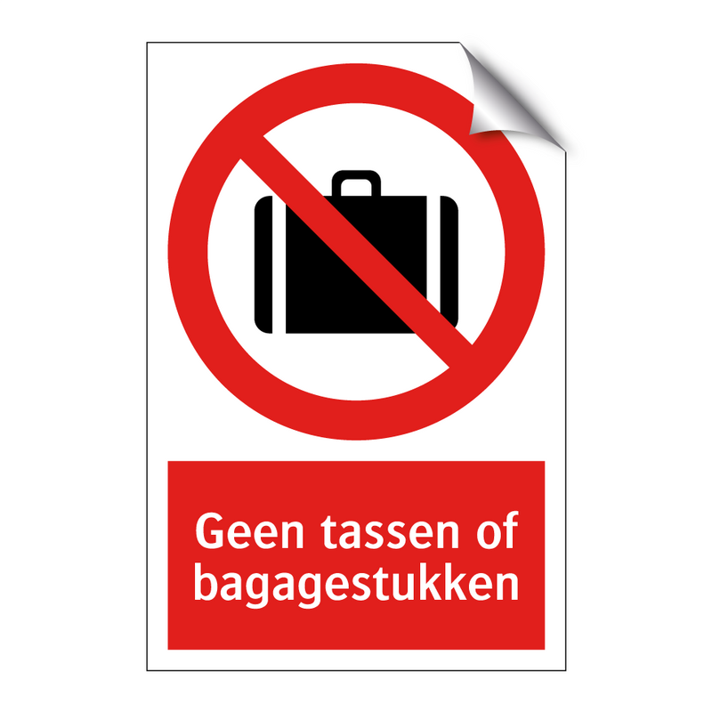 Geen tassen of bagagestukken