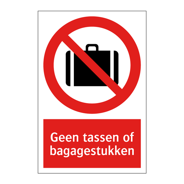 Geen tassen of bagagestukken