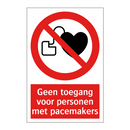 Geen toegang voor personen met pacemakers