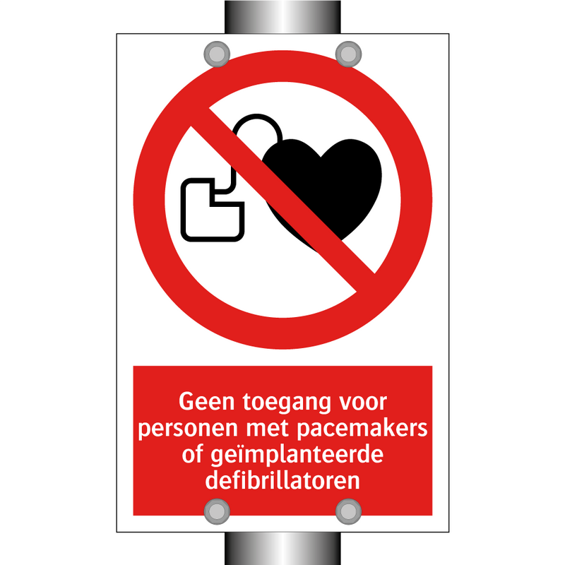 Geen toegang voor personen met pacemakers of geïmplanteerde defibrillatoren