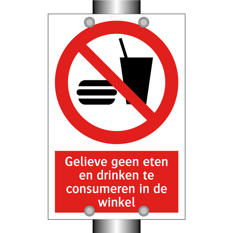Gelieve geen eten en drinken te consumeren in de winkel
