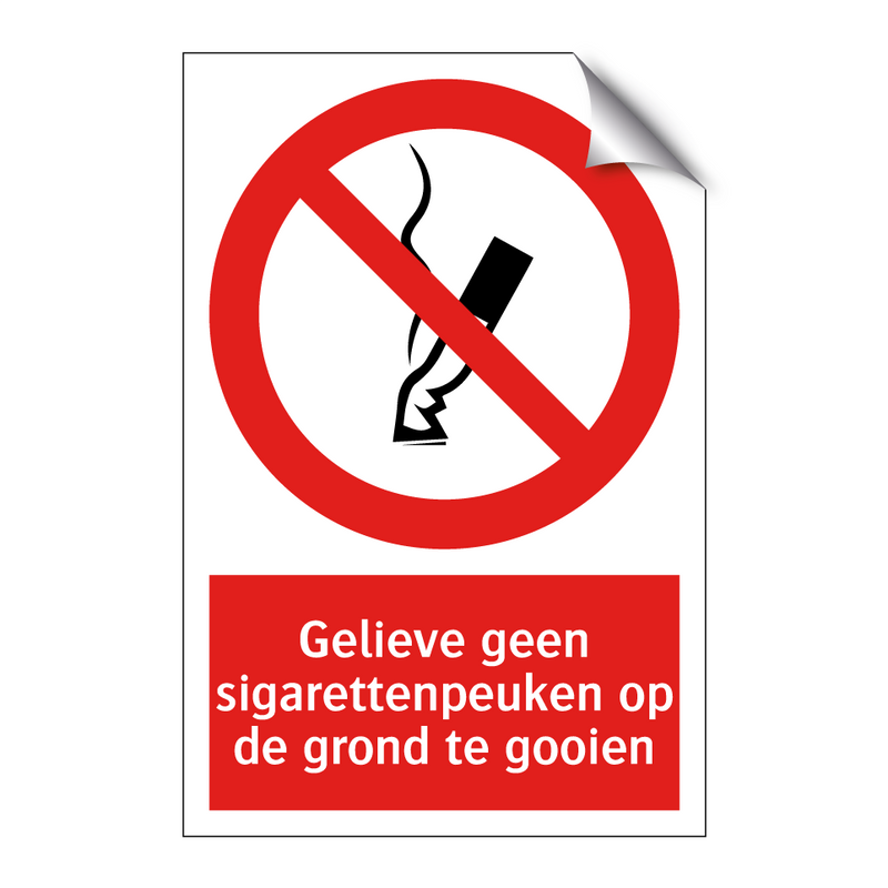 Gelieve geen sigarettenpeuken op de grond te gooien