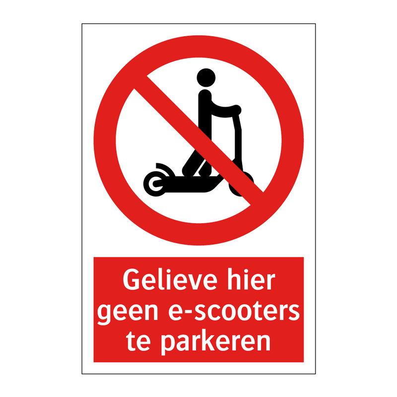 Gelieve hier geen e-scooters te parkeren