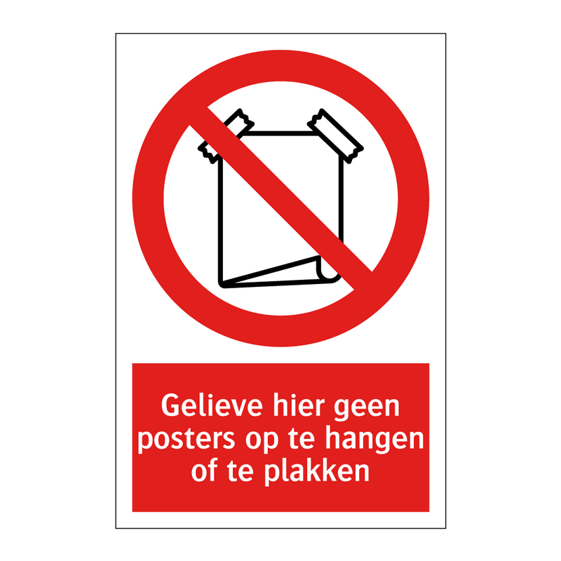 Gelieve hier geen posters op te hangen of te plakken