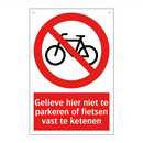 Gelieve hier niet te parkeren of fietsen vast te ketenen
