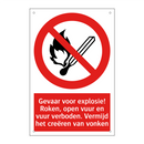 Gevaar voor explosie! Roken, open vuur en vuur verboden. Vermijd het creëren van vonken