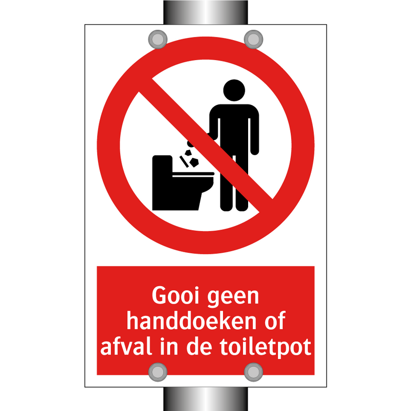 Gooi geen handdoeken of afval in de toiletpot
