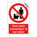 Gooi geen voorwerpen in het toilet