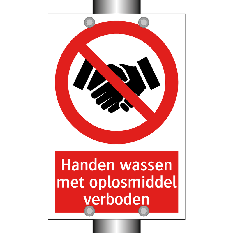 Handen wassen met oplosmiddel verboden