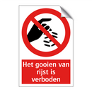 Het gooien van rijst is verboden