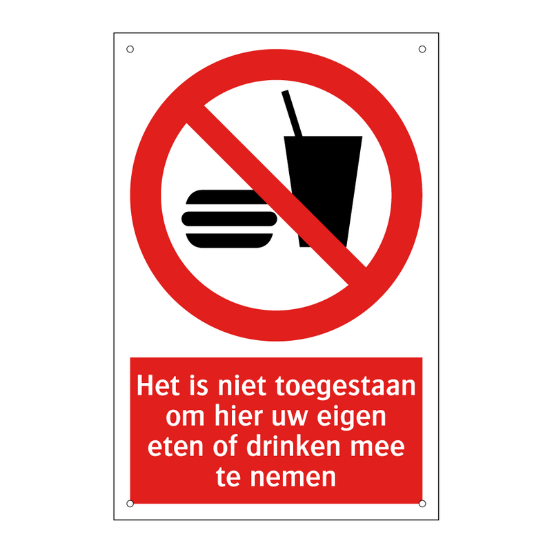 Het is niet toegestaan om hier uw eigen eten of drinken mee te nemen