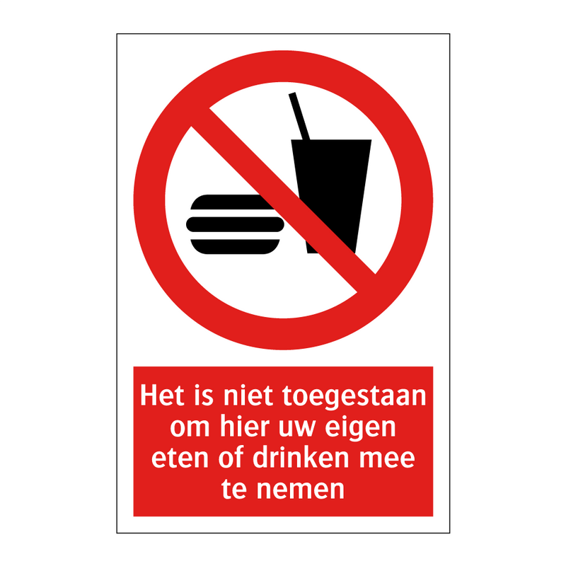Het is niet toegestaan om hier uw eigen eten of drinken mee te nemen