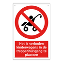 Het is verboden kinderwagens in de trappenhuisgang te plaatsen