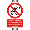 Het is verboden kinderwagens in de trappenhuisgang te plaatsen