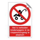 Het is verboden kinderwagens in de trappenhuisgang te plaatsen
