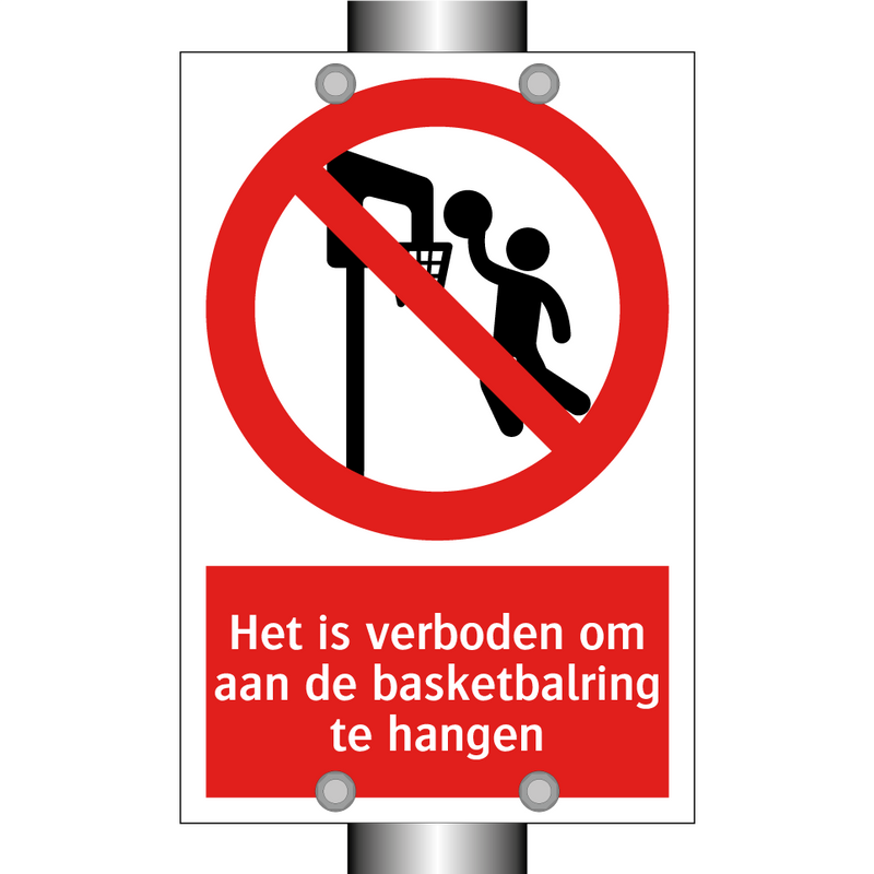 Het is verboden om aan de basketbalring te hangen