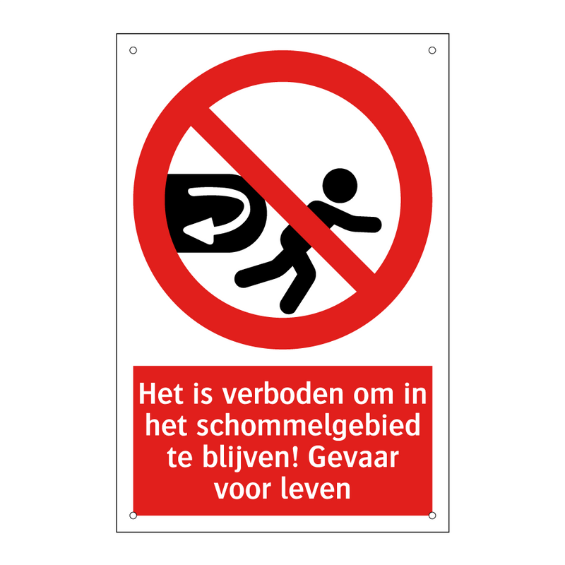 Het is verboden om in het schommelgebied te blijven! Gevaar voor leven