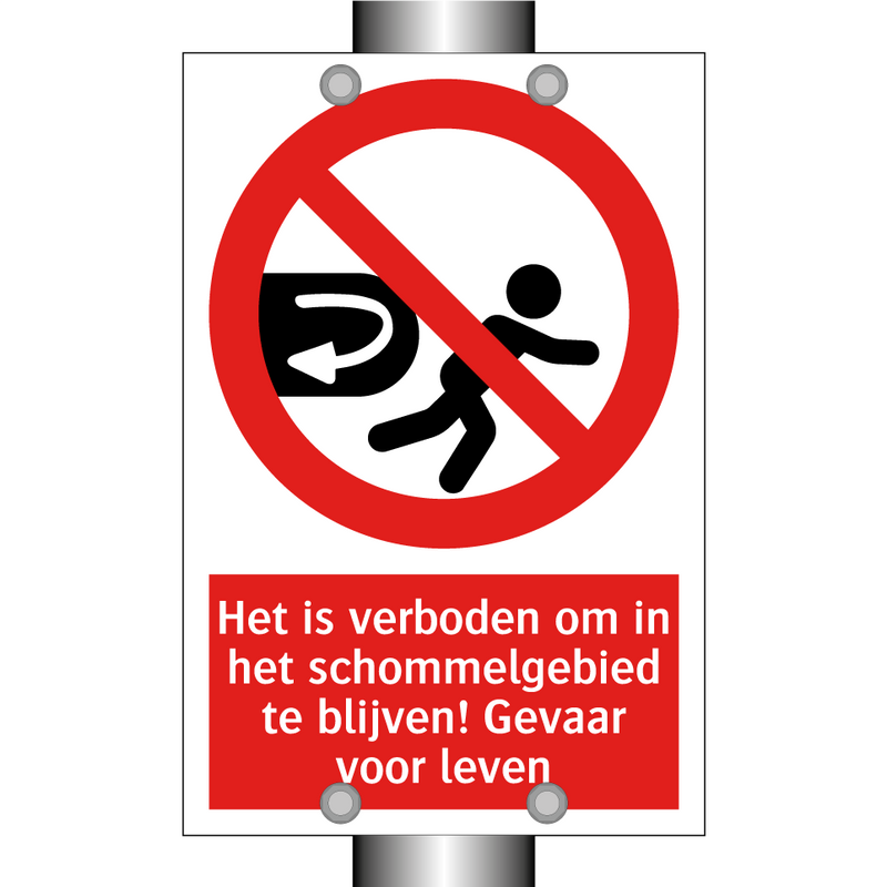 Het is verboden om in het schommelgebied te blijven! Gevaar voor leven