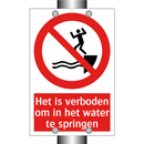 Het is verboden om in het water te springen