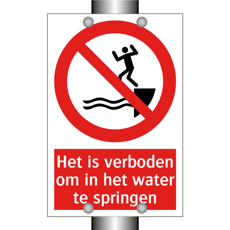 Het is verboden om in het water te springen