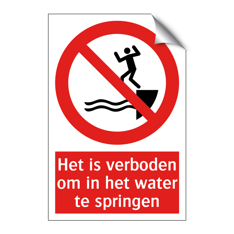 Het is verboden om in het water te springen