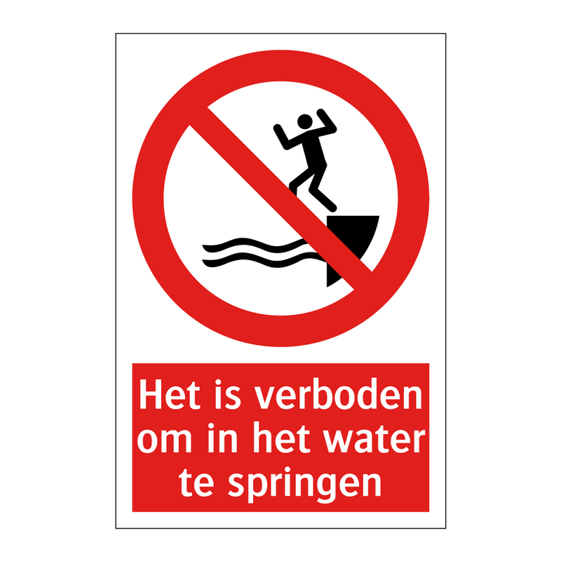 Het is verboden om in het water te springen