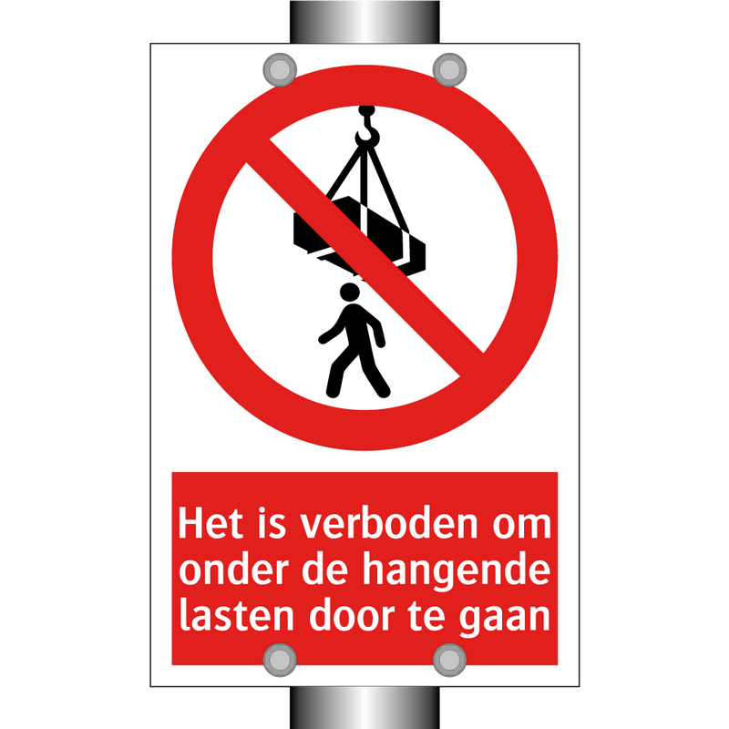 Het is verboden om onder de hangende lasten door te gaan