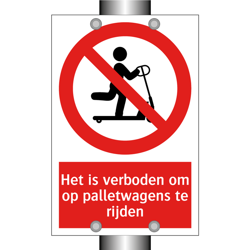 Het is verboden om op palletwagens te rijden
