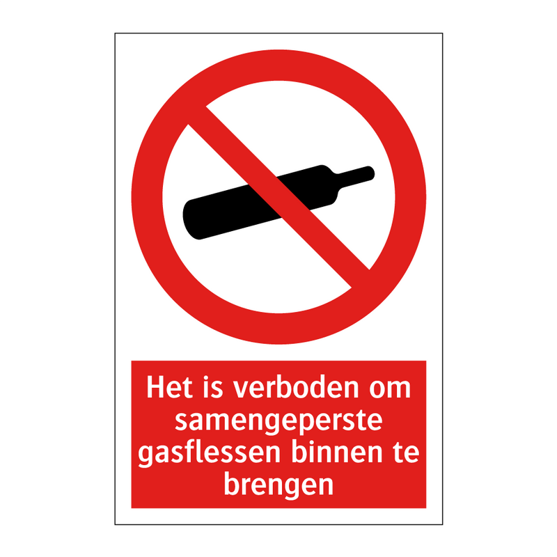 Het is verboden om samengeperste gasflessen binnen te brengen