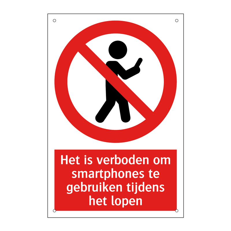 Het is verboden om smartphones te gebruiken tijdens het lopen
