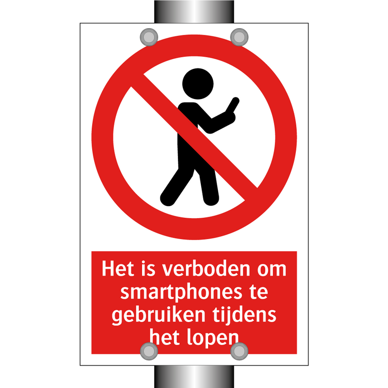 Het is verboden om smartphones te gebruiken tijdens het lopen