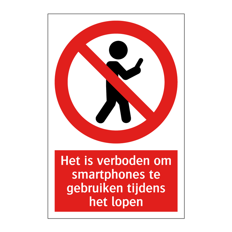 Het is verboden om smartphones te gebruiken tijdens het lopen