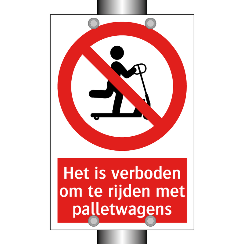 Het is verboden om te rijden met palletwagens