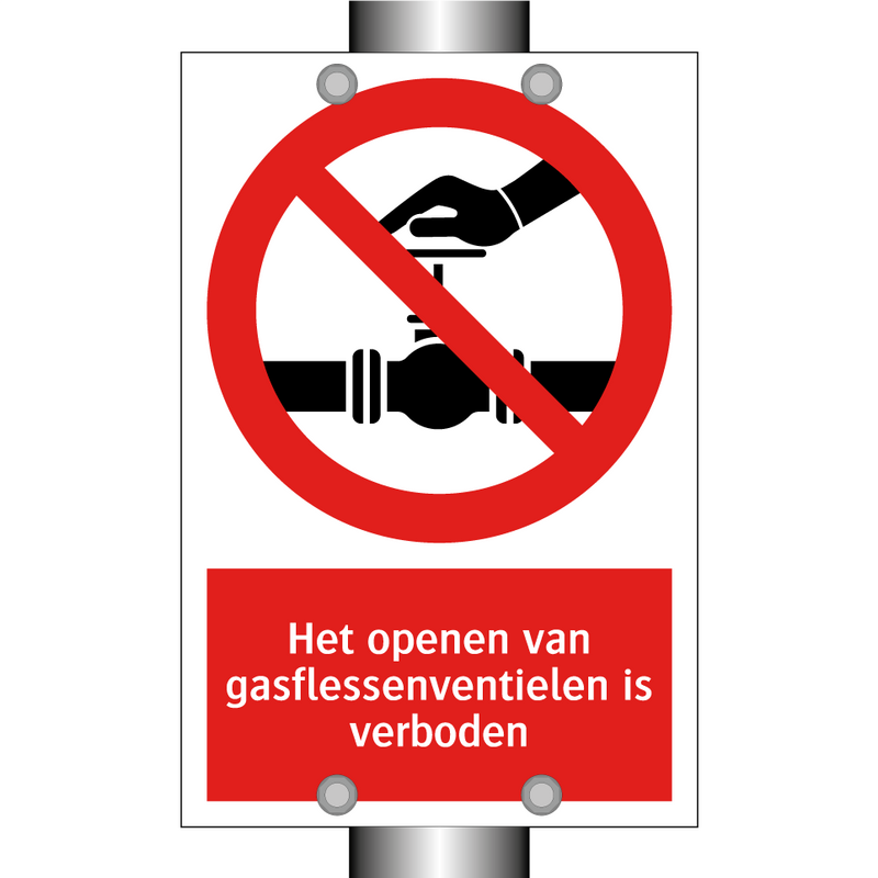 Het openen van gasflessenventielen is verboden