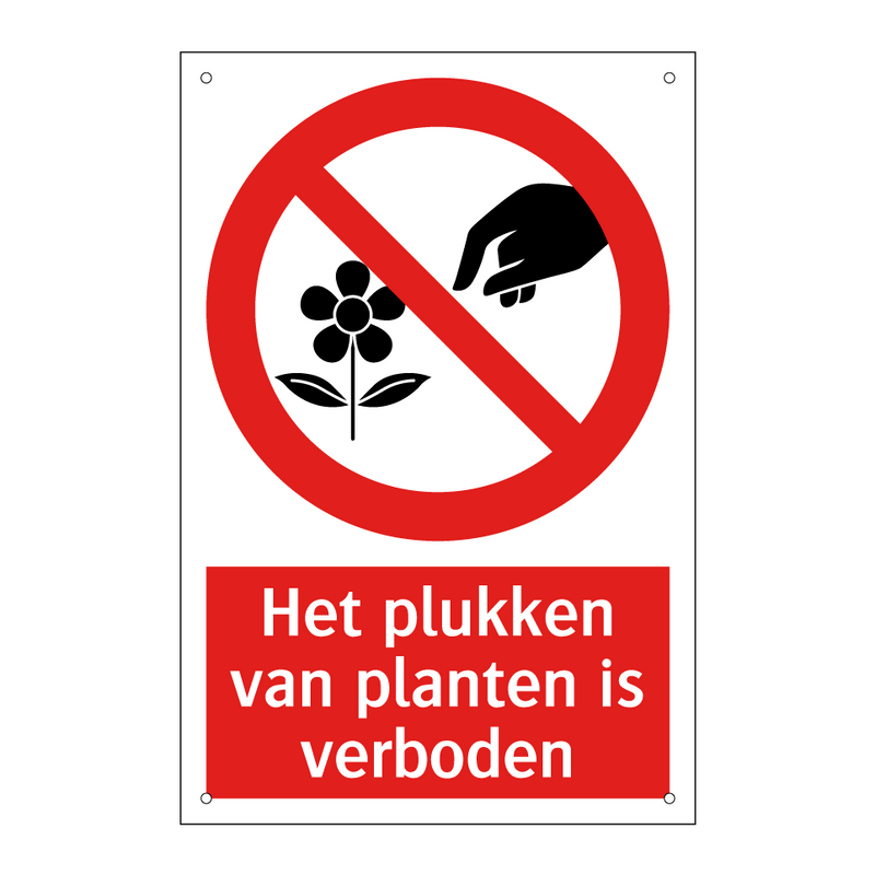 Het plukken van planten is verboden