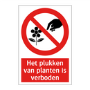 Het plukken van planten is verboden