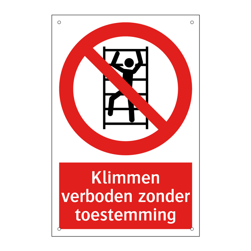 Klimmen verboden zonder toestemming