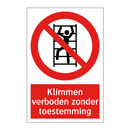 Klimmen verboden zonder toestemming