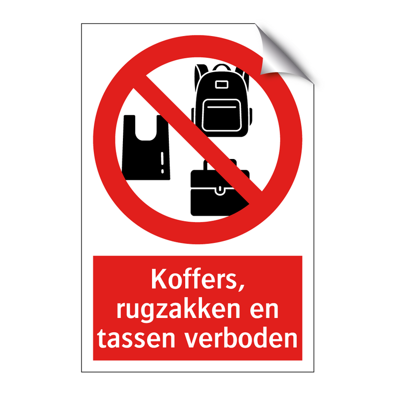 Koffers, rugzakken en tassen verboden