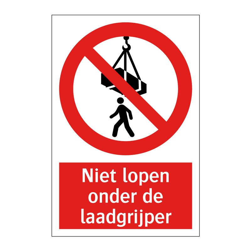 Niet lopen onder de laadgrijper
