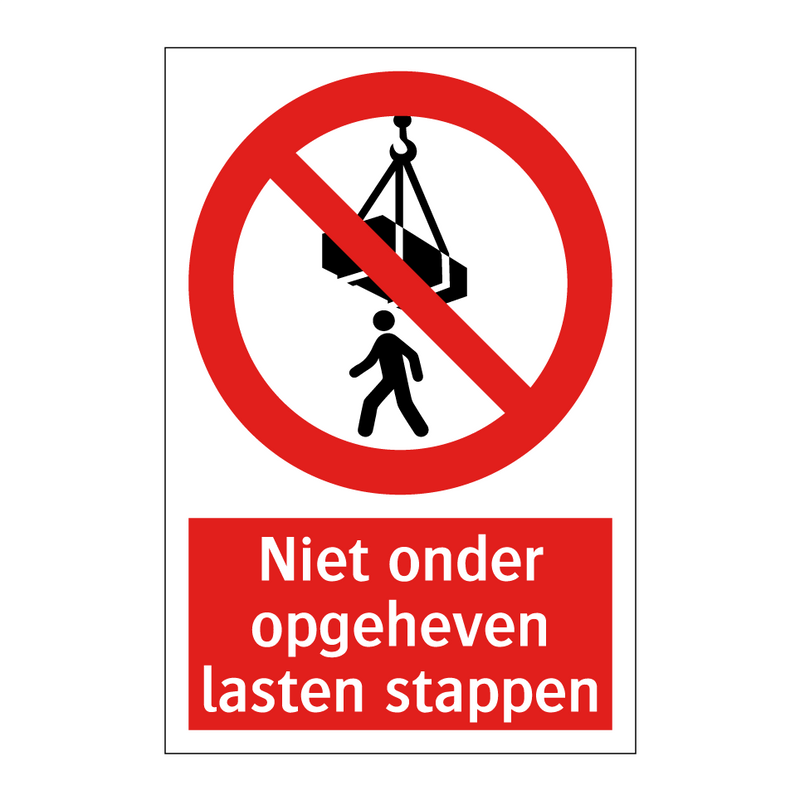 Niet onder opgeheven lasten stappen