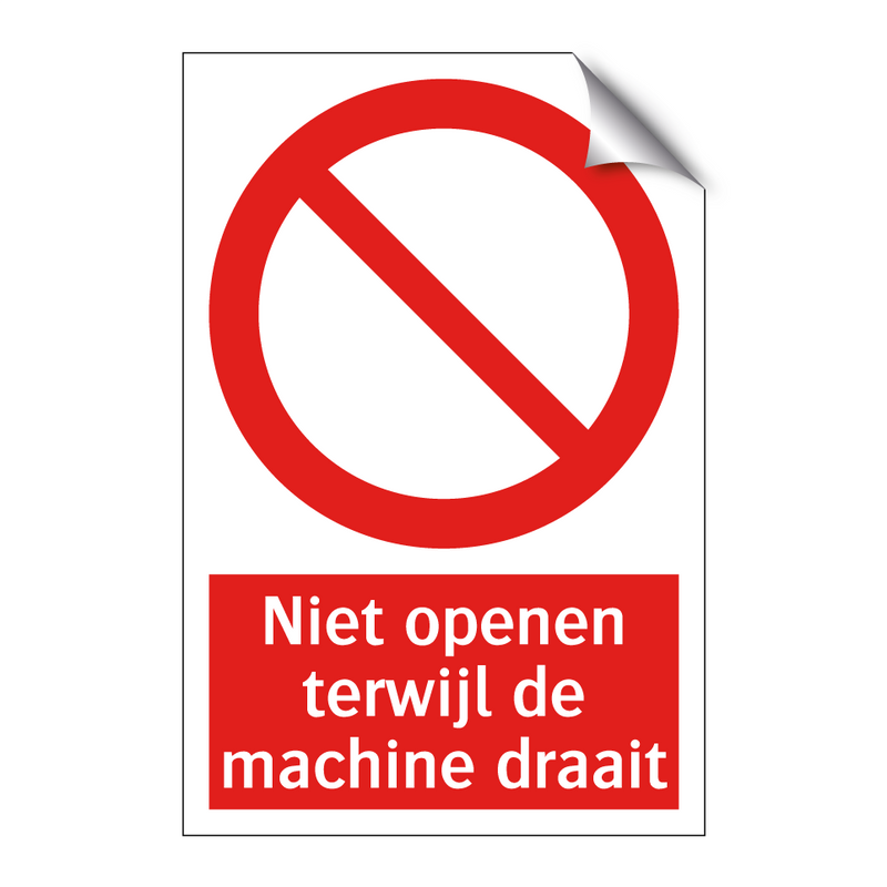 Niet openen terwijl de machine draait