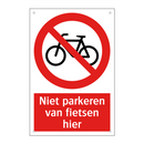 Niet parkeren van fietsen hier