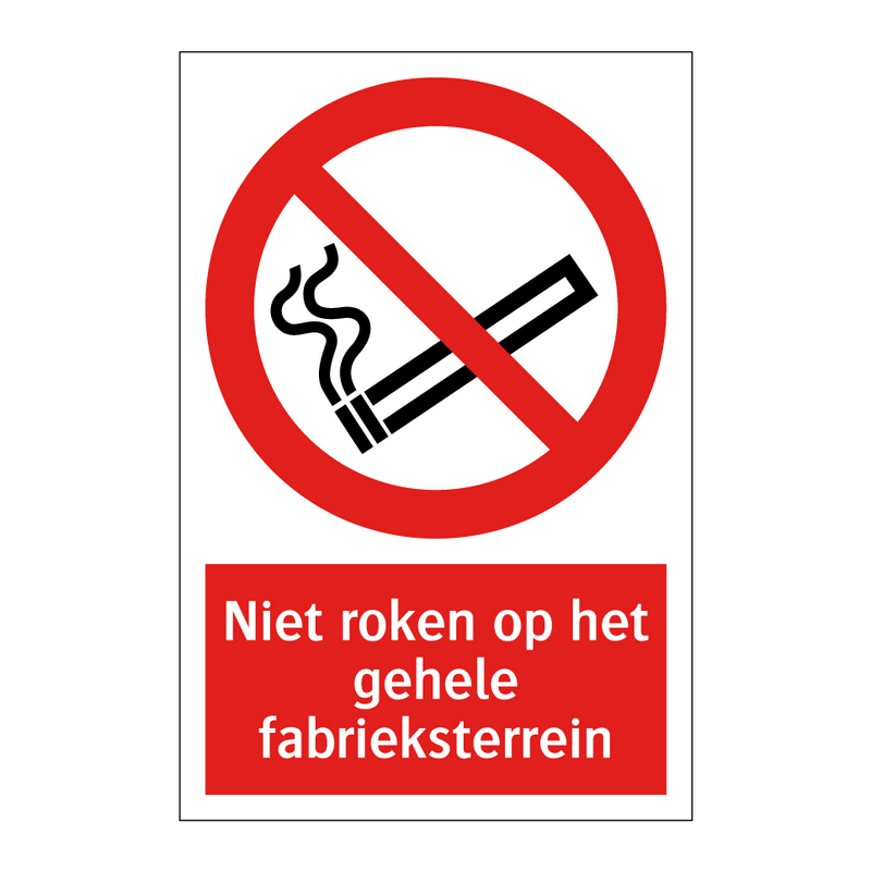 Niet roken op het gehele fabrieksterrein