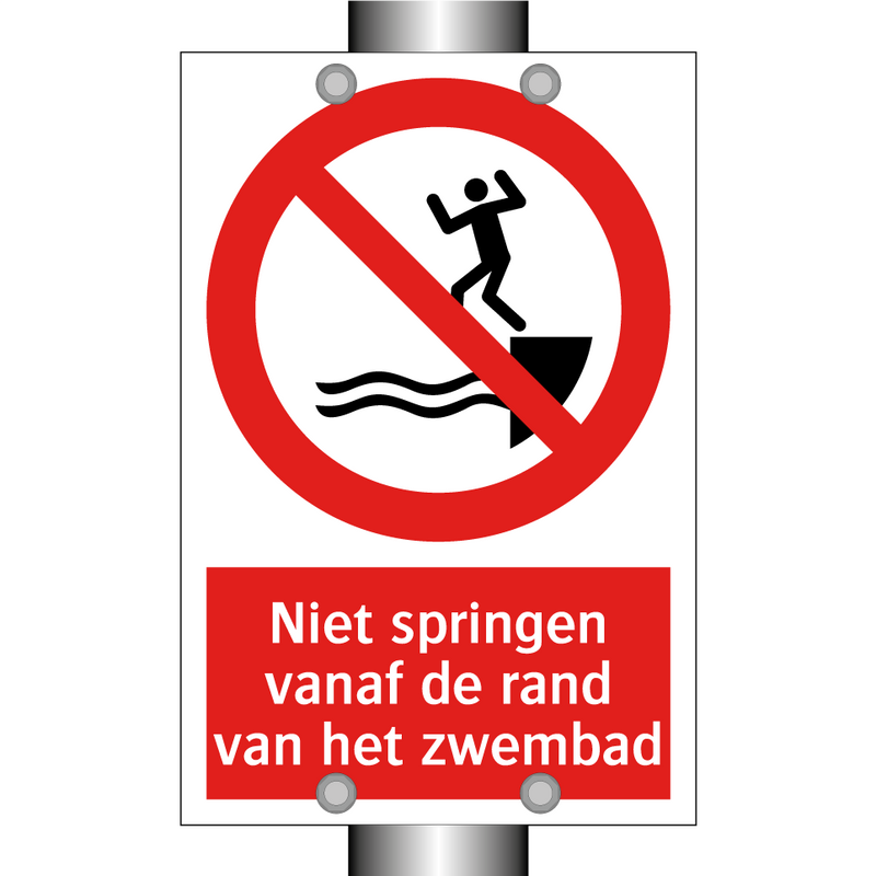 Niet springen vanaf de rand van het zwembad