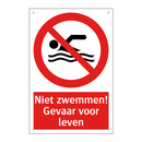 Niet zwemmen! Gevaar voor leven