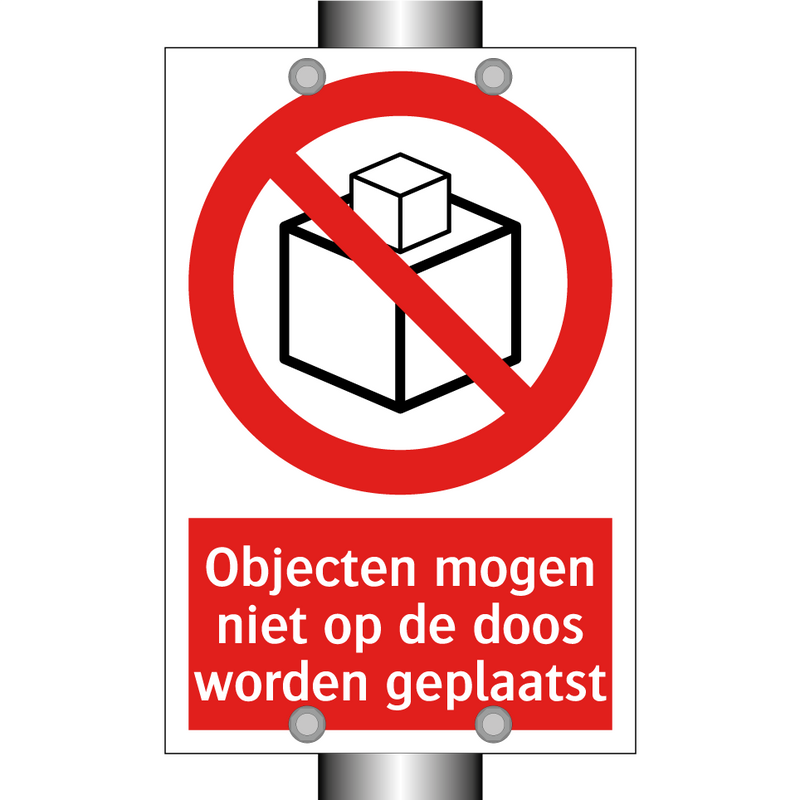 Objecten mogen niet op de doos worden geplaatst