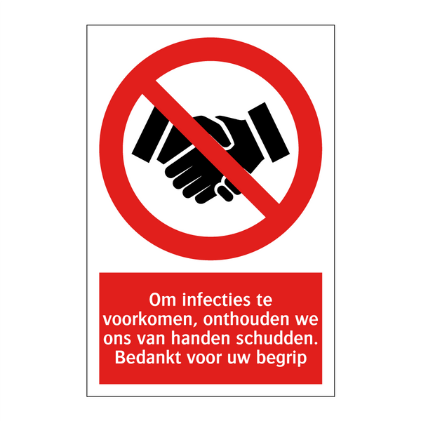Om infecties te voorkomen, onthouden we ons van handen schudden. Bedankt voor uw begrip