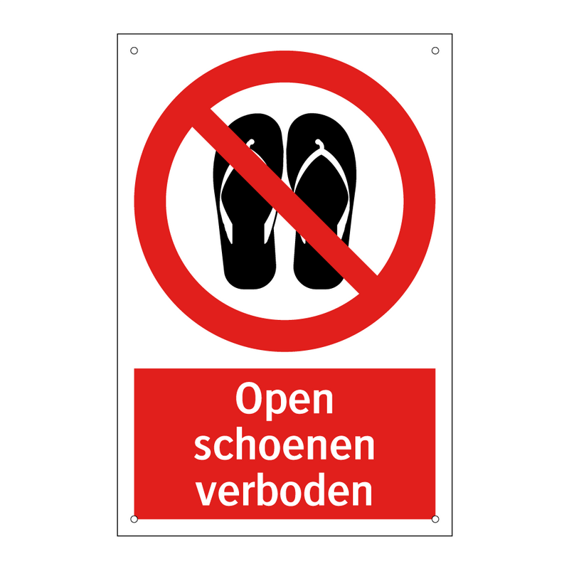 Open schoenen verboden