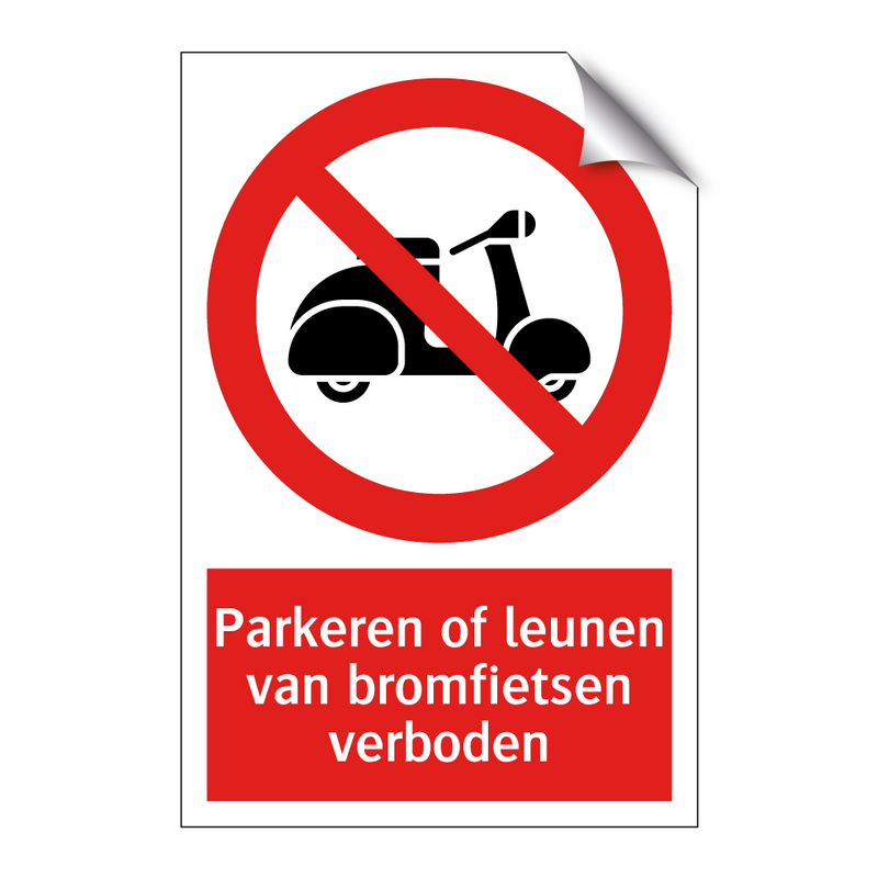 Parkeren of leunen van bromfietsen verboden